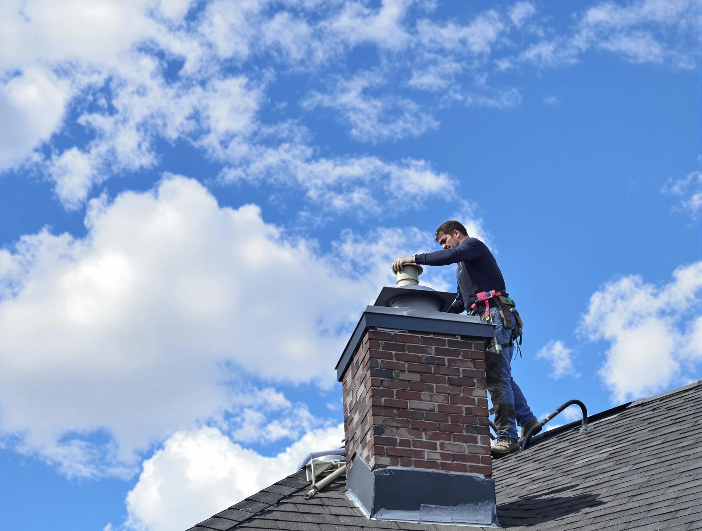 McLoud Chimney Sweep installing a sturdy chimney cap in McLoud, OK
