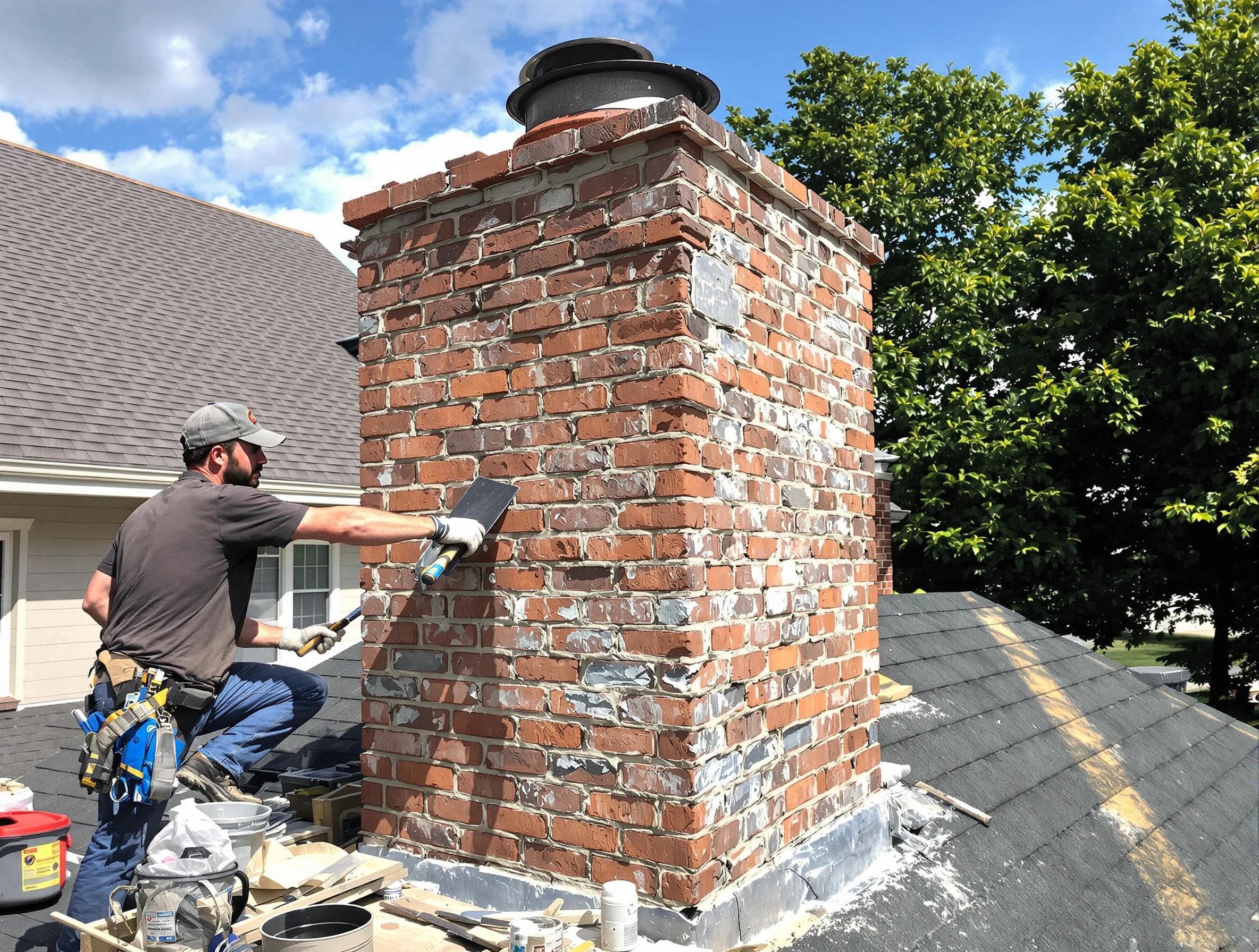 Completed chimney rebuild by McLoud Chimney Sweep in McLoud, OK