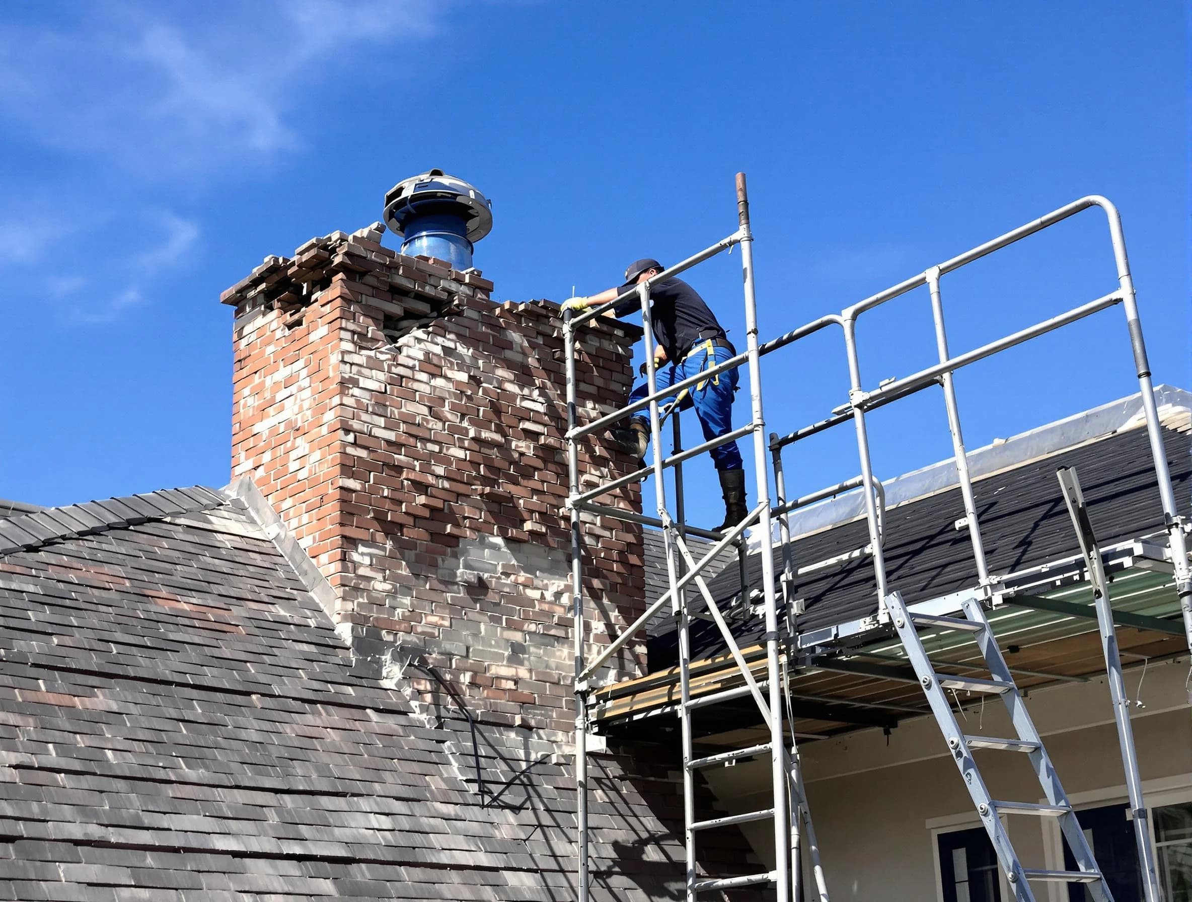 Rebuilding a chimney structure by McLoud Chimney Sweep in McLoud, OK