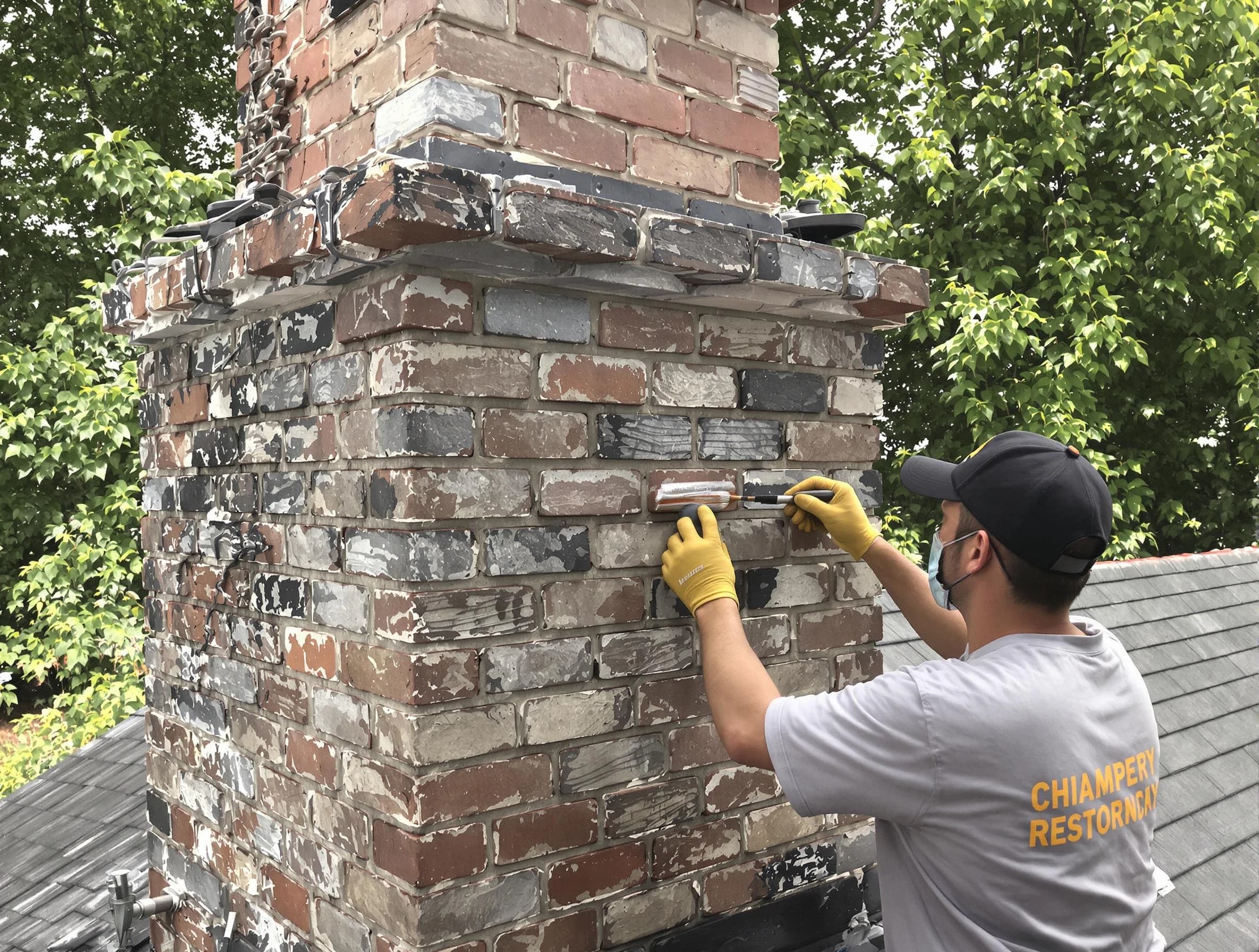 In-progress chimney restoration by McLoud Chimney Sweep in McLoud, OK