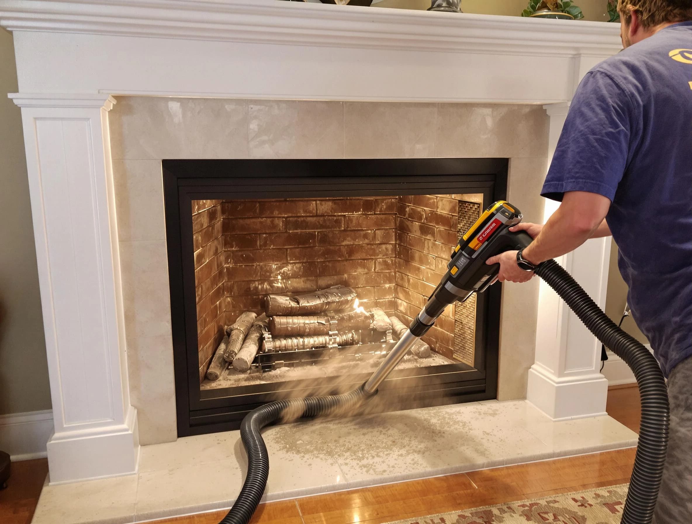 Fireplace cleaning performed by McLoud Chimney Sweep in McLoud, OK