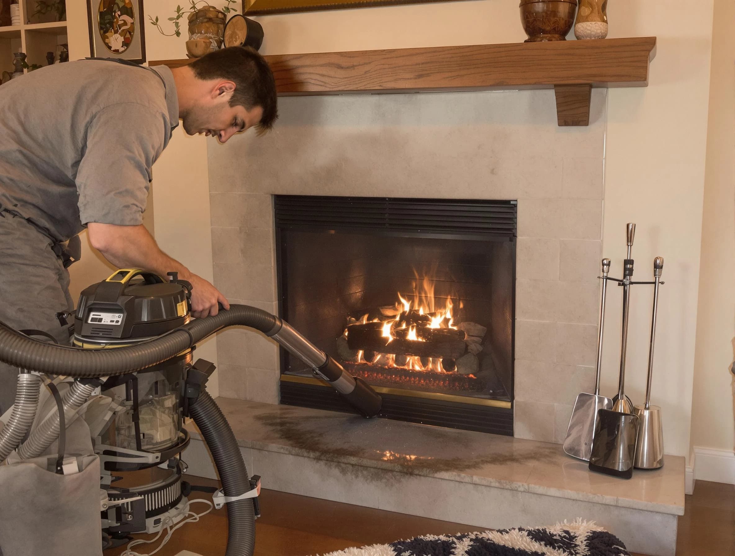 Routine fireplace upkeep by McLoud Chimney Sweep in McLoud, OK