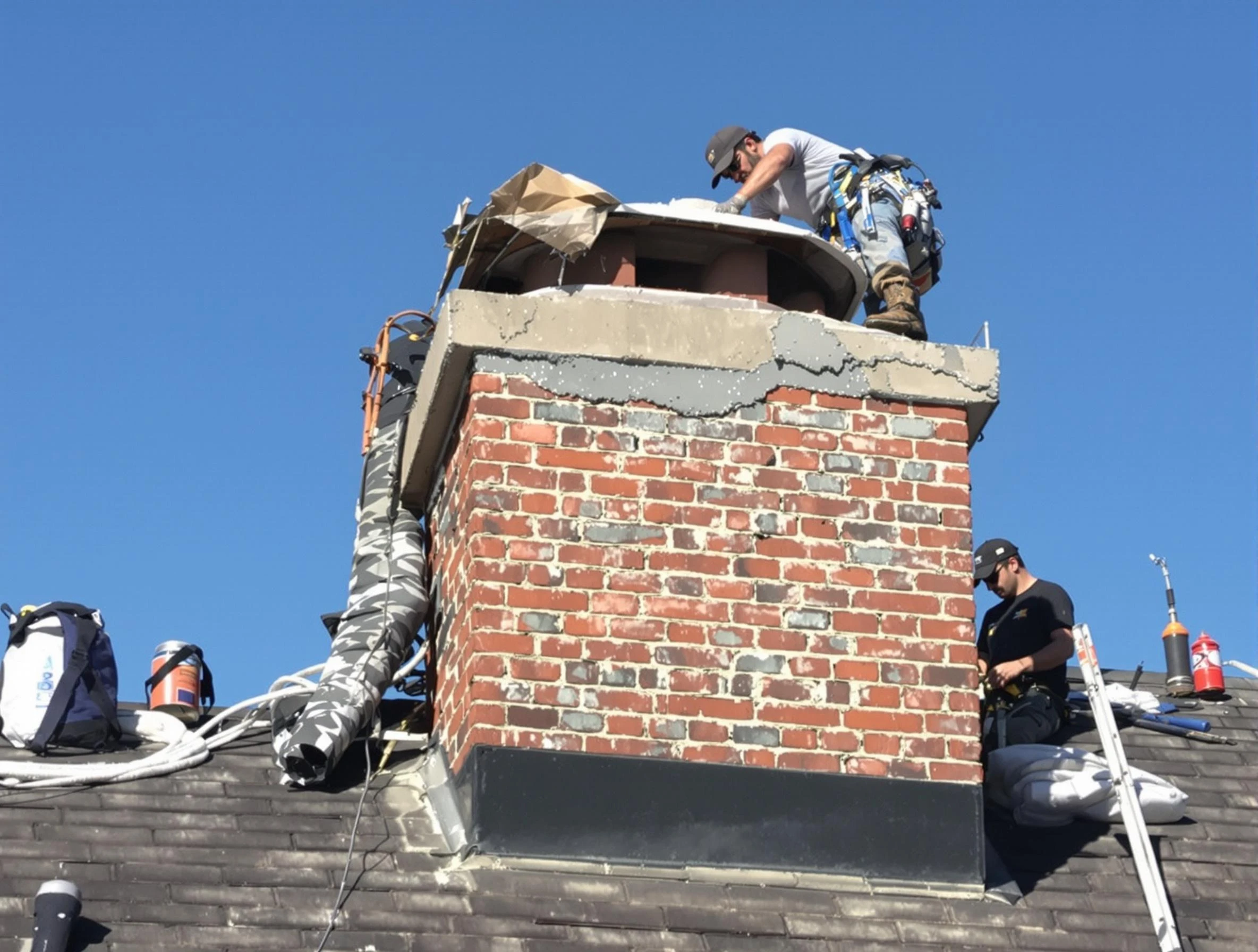 McLoud Chimney Sweep installing a custom chimney crown in McLoud, OK