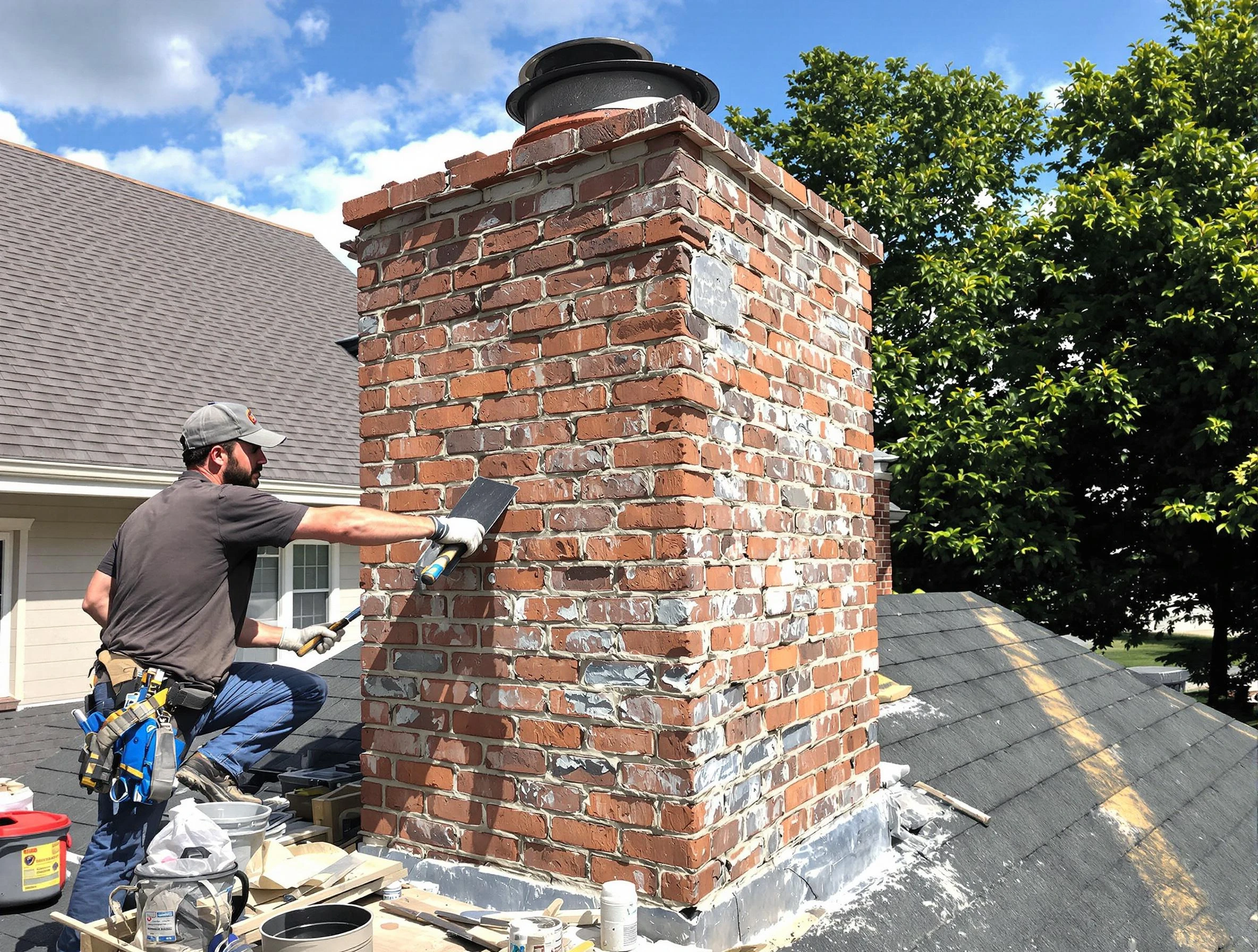 Completed chimney rebuild by McLoud Chimney Sweep in McLoud, OK
