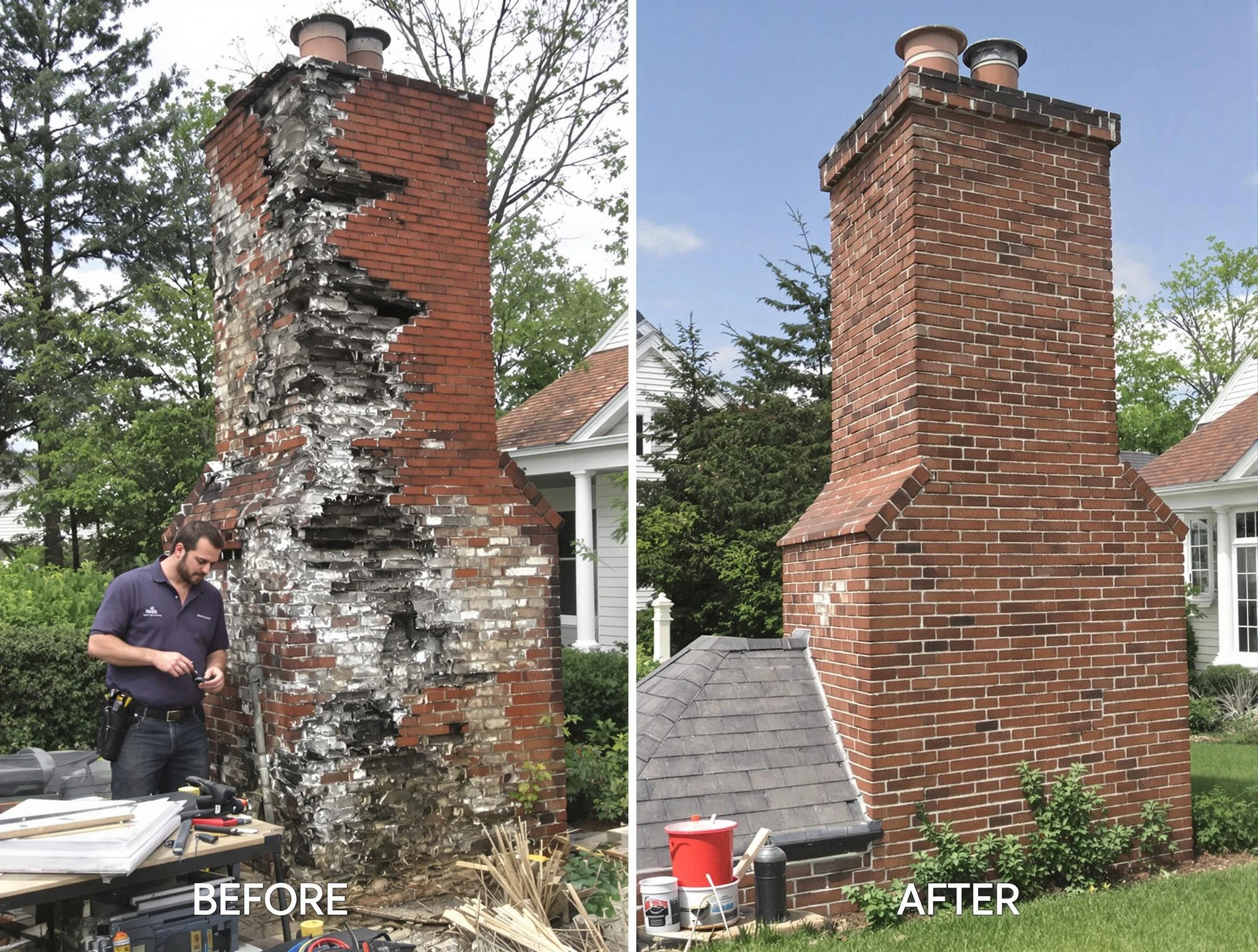 McLoud Chimney Sweep performing a full chimney restoration in McLoud, OK