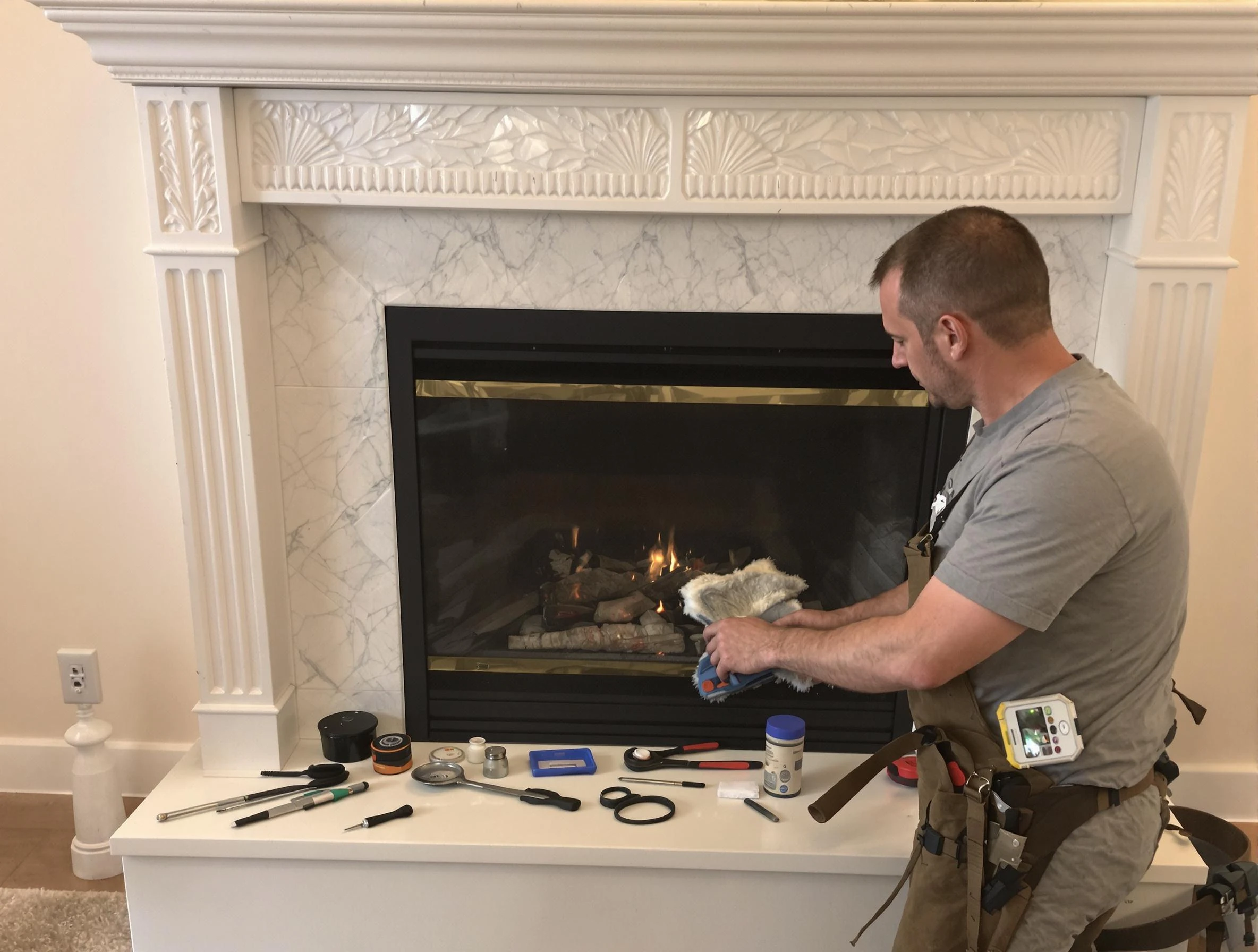 McLoud Chimney Sweep performing fireplace maintenance in McLoud, OK